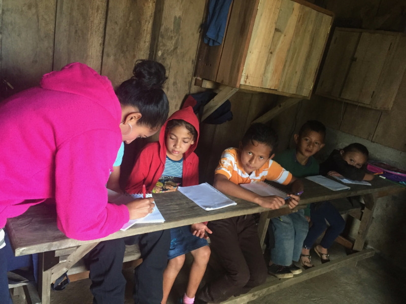 Children and community members at the school
